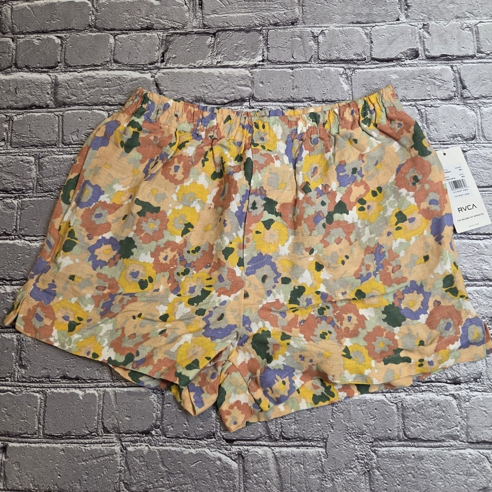 RVCA Women's Floral Shorts Boho Beach Size 10 Medium Sunshine Yellow